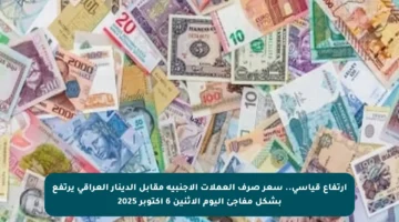 ارتفاع قياسي.. سعر صرف العملات الأجنبية مقابل الدينار العراقي يرتفع بشكل مفاجئ اليوم الاثنين 6 أكتوبر 2025